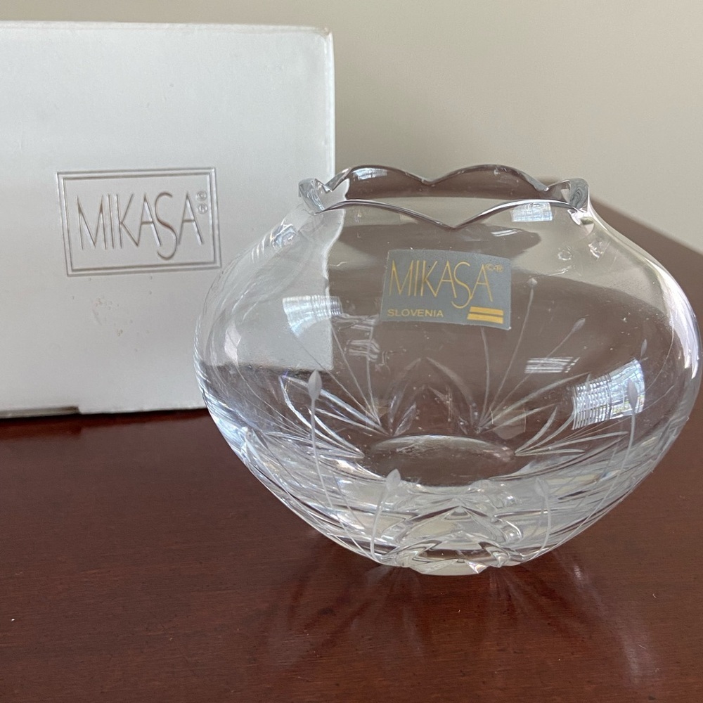 Mikasa Crystal PETIT POINTS Votive Candle Holder Clear Vase new